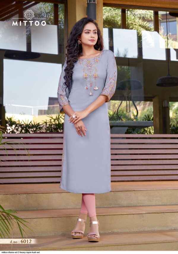 MITTOO RIHANA VOL 2 HEAVY RAYON KURTI SET AMAZING CATALOGUE 2023