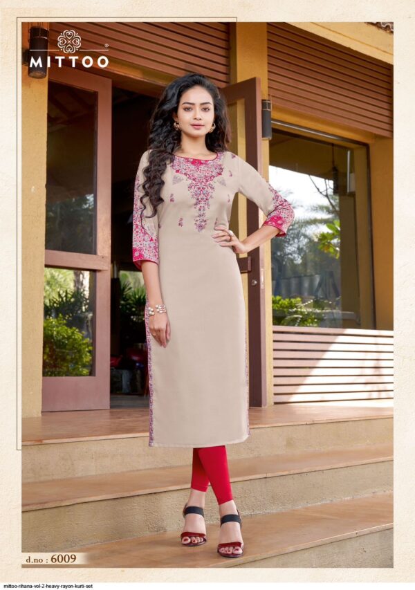 MITTOO RIHANA VOL 2 HEAVY RAYON KURTI SET AMAZING CATALOGUE 2023