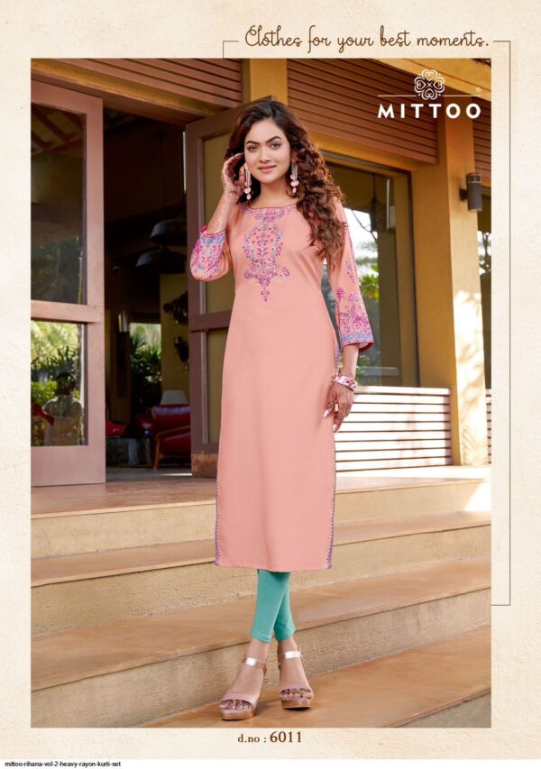 MITTOO RIHANA VOL 2 HEAVY RAYON KURTI SET AMAZING CATALOGUE 2023