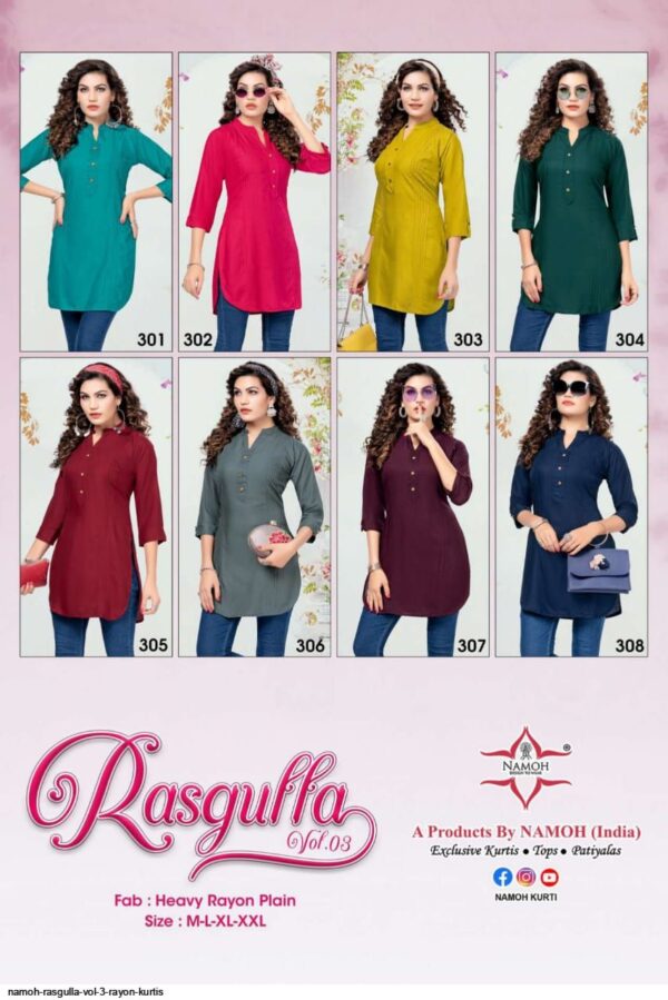 NAMOH RASGULLA VOL 3 RAYON KURTIS AMAZING CATALOGUE 2023