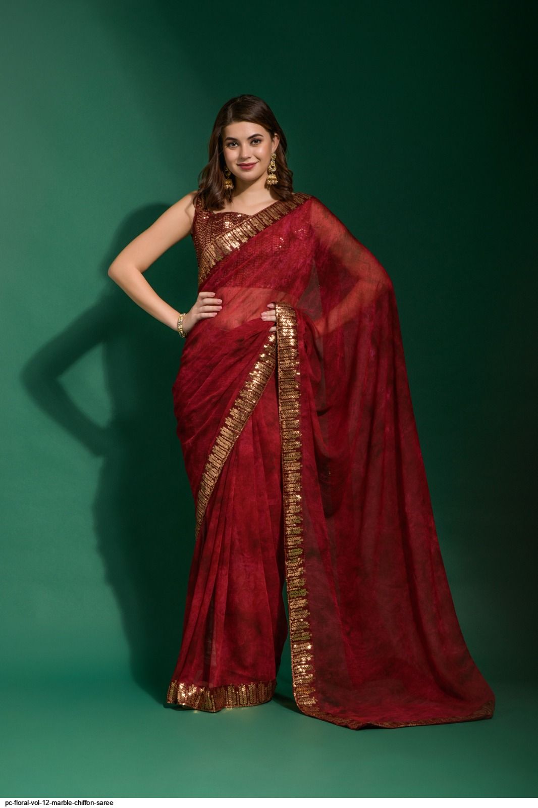 Marble Chiffon Designer Saree with Blouse Piece, Length: 5.5 m at Rs 880 in  Ahmedabad
