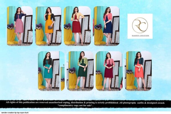 RAMDEV CREATION TIP TOP RAYON KURTI AMAZING CATALOGUE 2023