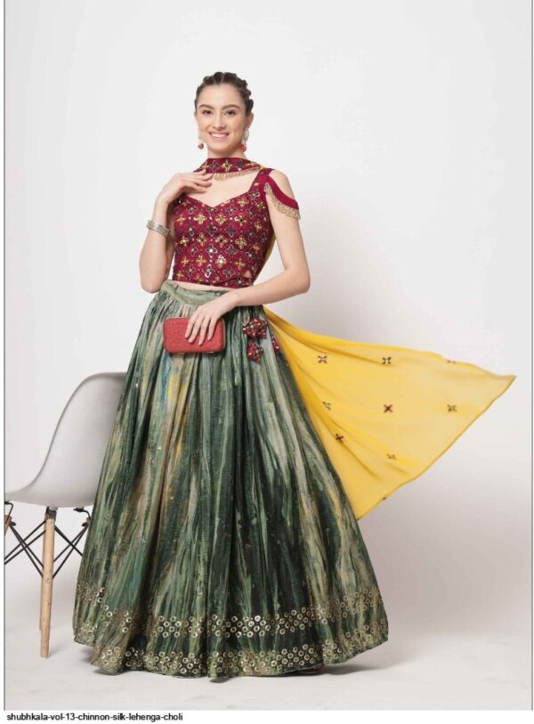 SHUBHKALA VOL 13 CHINNON SILK LEHENGA CHOLI AMAZING CATALOGUE 2023