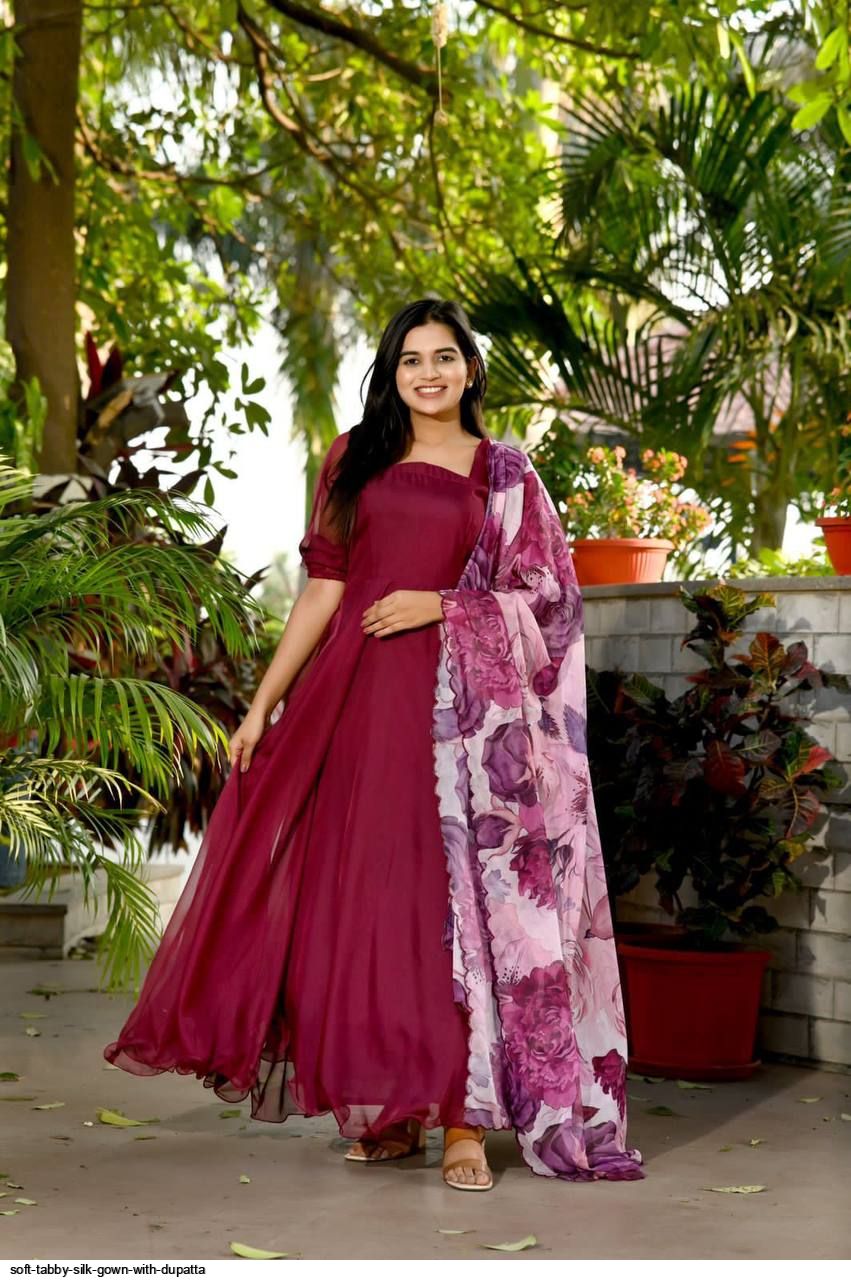 Silk gown with clearance dupatta