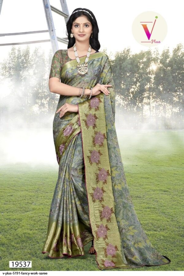 V PLUS 5191 FANCY WORK SAREE AMAZING CATALOGUE 2023