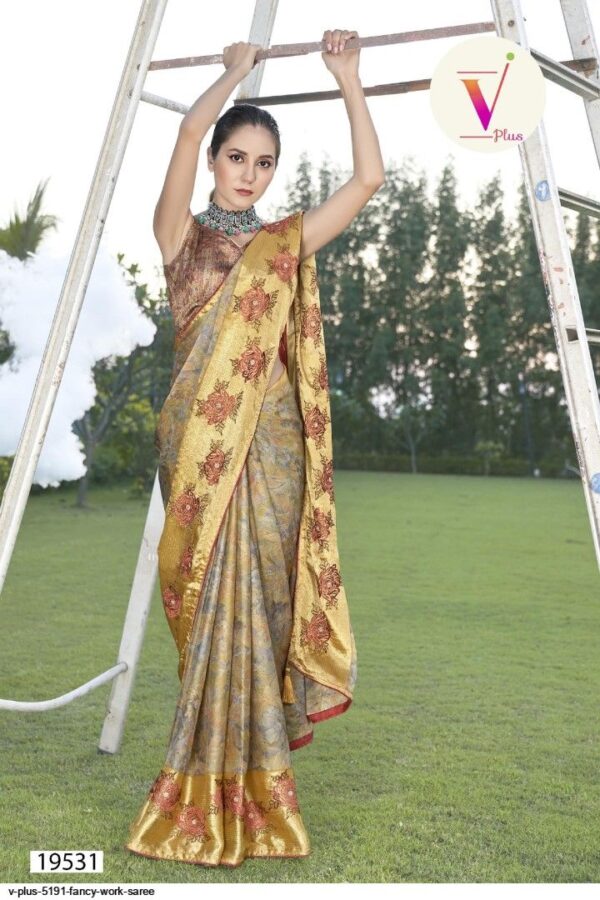 V PLUS 5191 FANCY WORK SAREE AMAZING CATALOGUE 2023