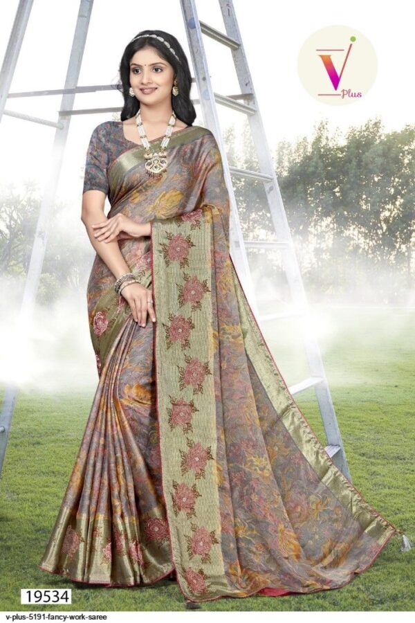 V PLUS 5191 FANCY WORK SAREE AMAZING CATALOGUE 2023