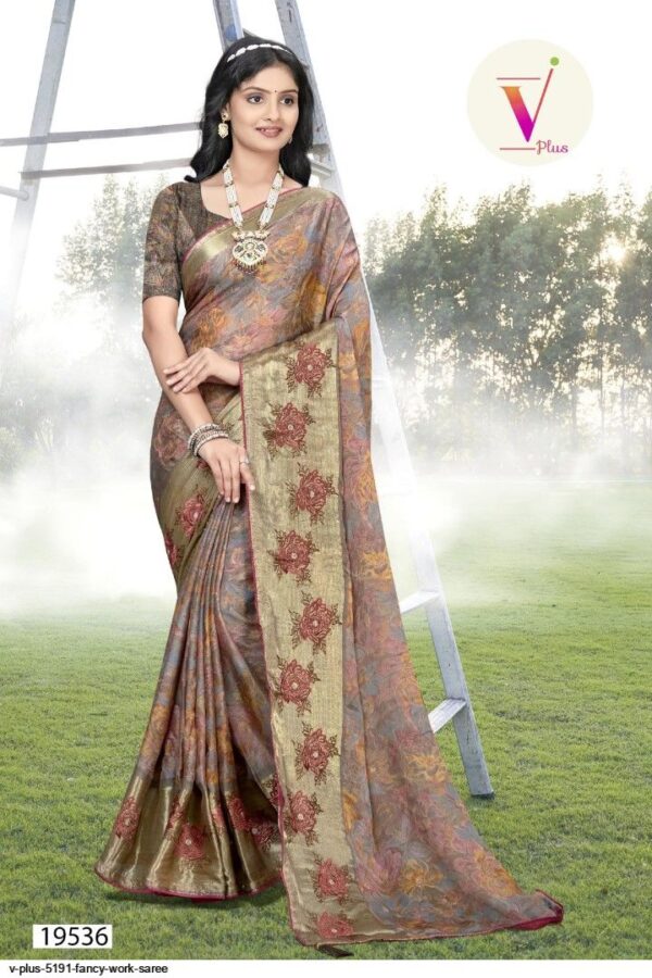 V PLUS 5191 FANCY WORK SAREE AMAZING CATALOGUE 2023