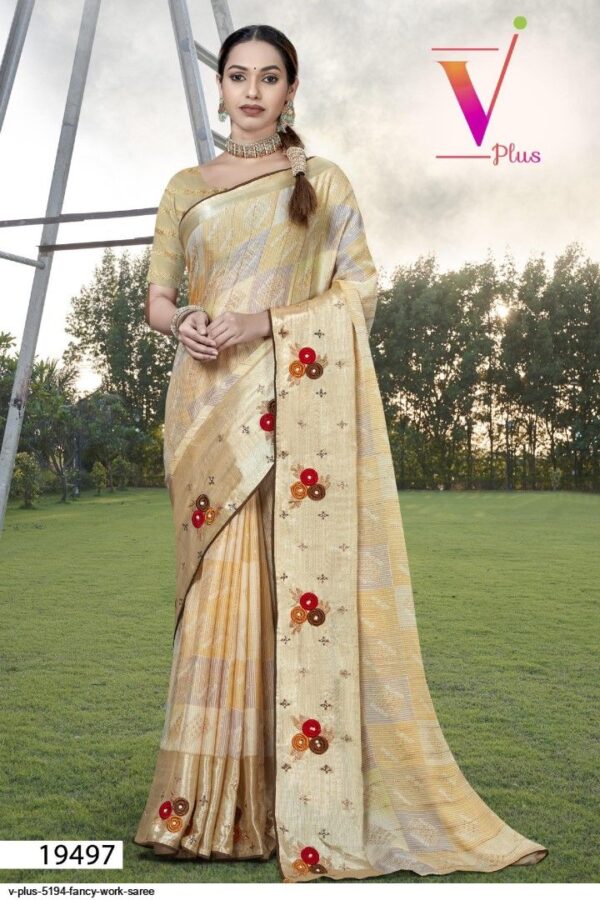 V PLUS 5194 FANCY WORK SAREE AMAZING CATALOGUE 2023