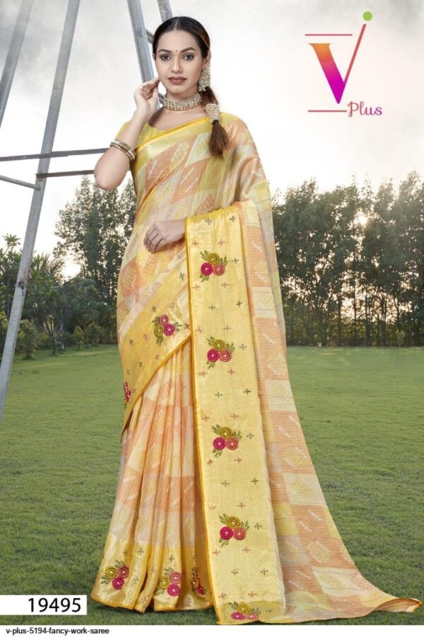 V PLUS 5194 FANCY WORK SAREE AMAZING CATALOGUE 2023