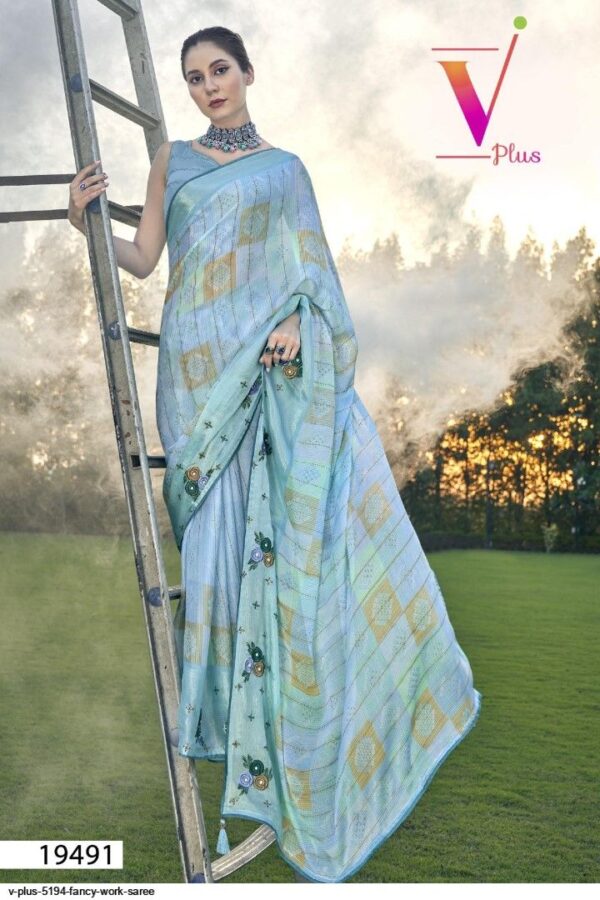 V PLUS 5194 FANCY WORK SAREE AMAZING CATALOGUE 2023