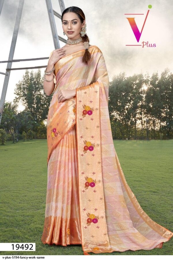 V PLUS 5194 FANCY WORK SAREE AMAZING CATALOGUE 2023