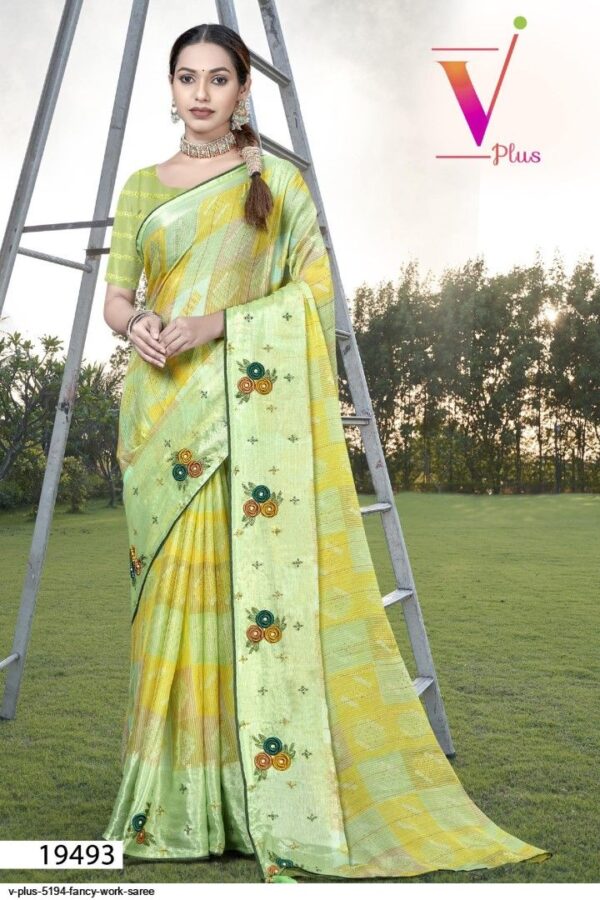 V PLUS 5194 FANCY WORK SAREE AMAZING CATALOGUE 2023