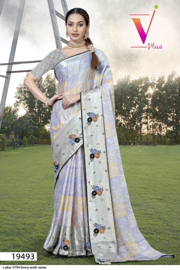 V PLUS 5194 FANCY WORK SAREE AMAZING CATALOGUE 2023