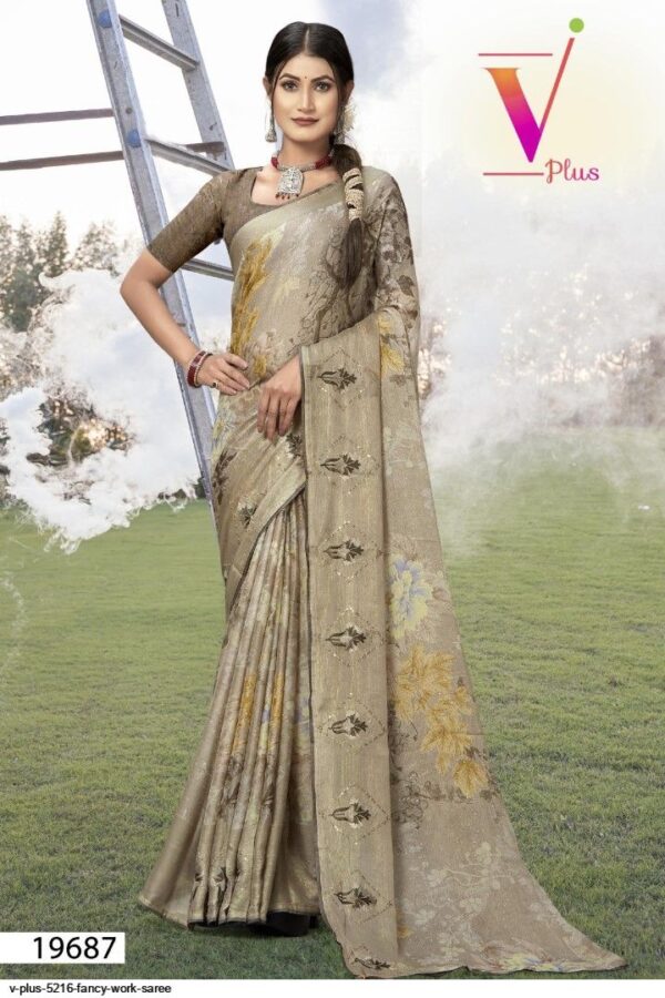 V PLUS 5216 FANCY WORK SAREE AMAZING CATALOGUE 2023