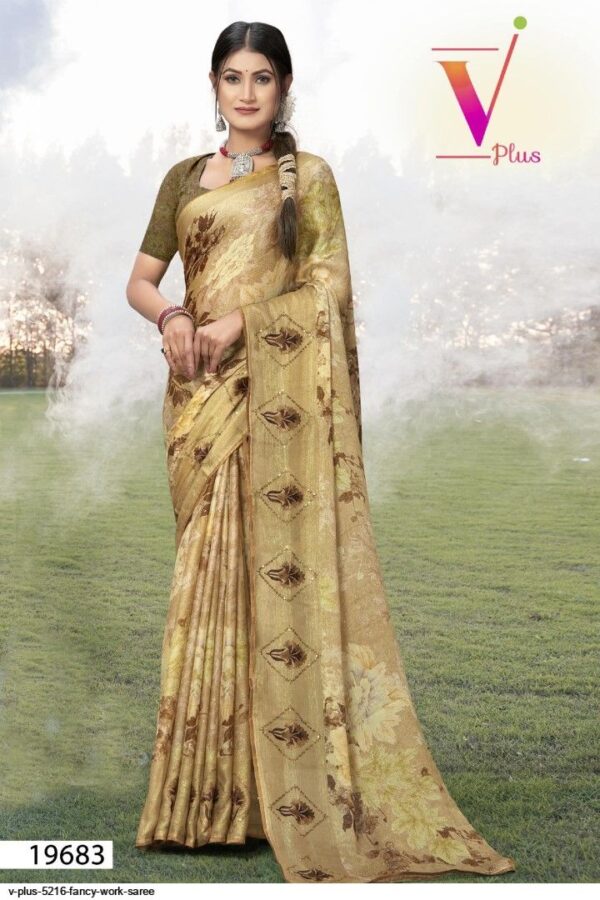 V PLUS 5216 FANCY WORK SAREE AMAZING CATALOGUE 2023