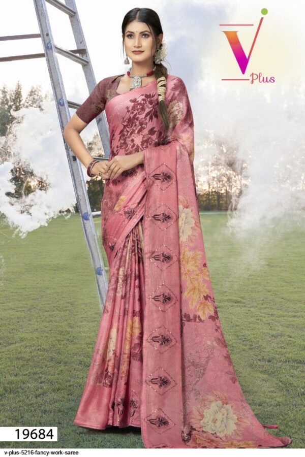 V PLUS 5216 FANCY WORK SAREE AMAZING CATALOGUE 2023