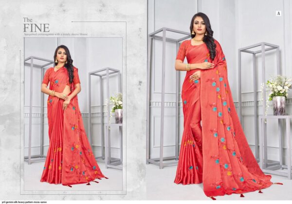 YNF GEMINI SILK HEAVY PATTERN MOSS SAREE AMAZING CATALOGUE 2023