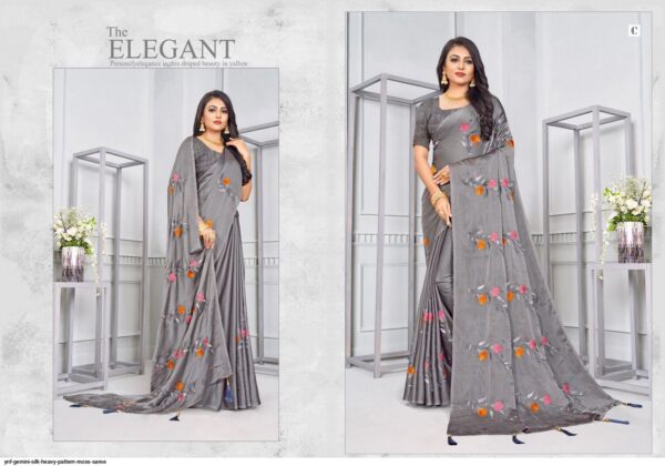 YNF GEMINI SILK HEAVY PATTERN MOSS SAREE AMAZING CATALOGUE 2023