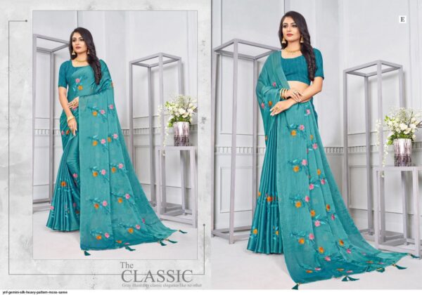 YNF GEMINI SILK HEAVY PATTERN MOSS SAREE AMAZING CATALOGUE 2023