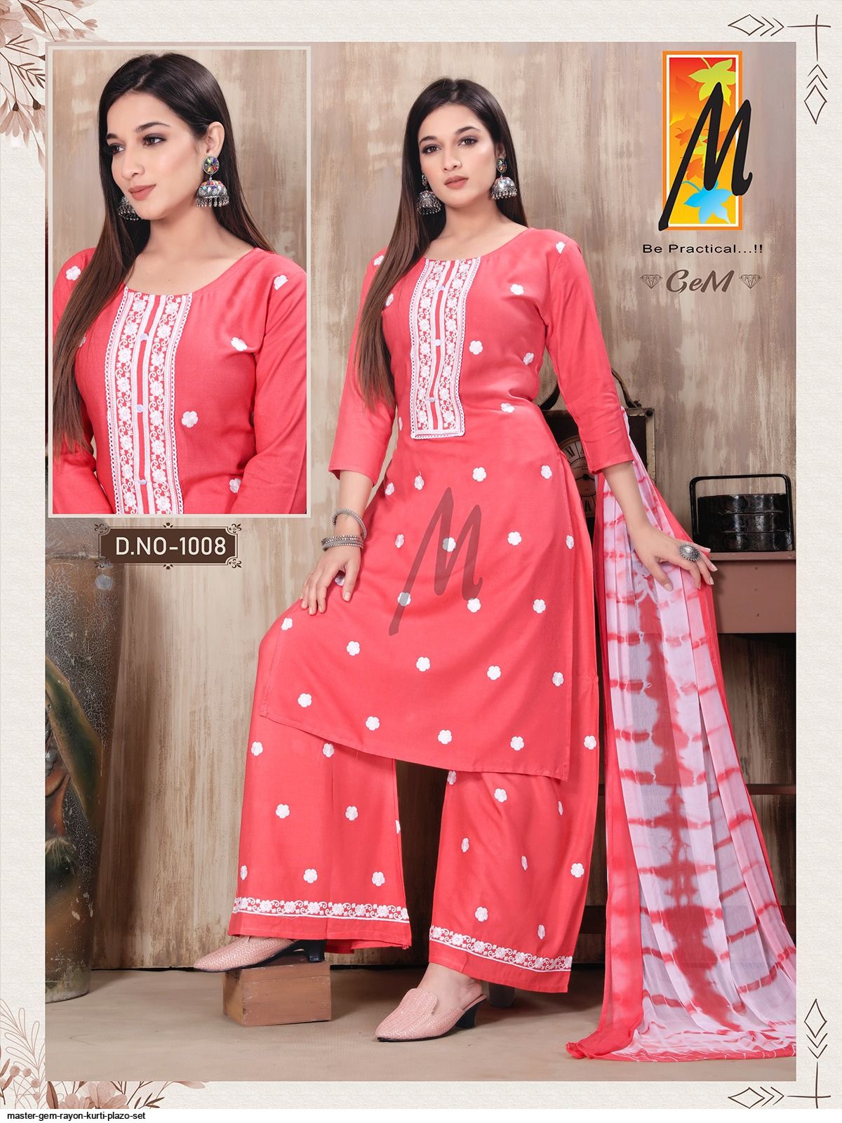 Stylish shining looking indian production girls wear kurti palazzo –  Ethnicgarment