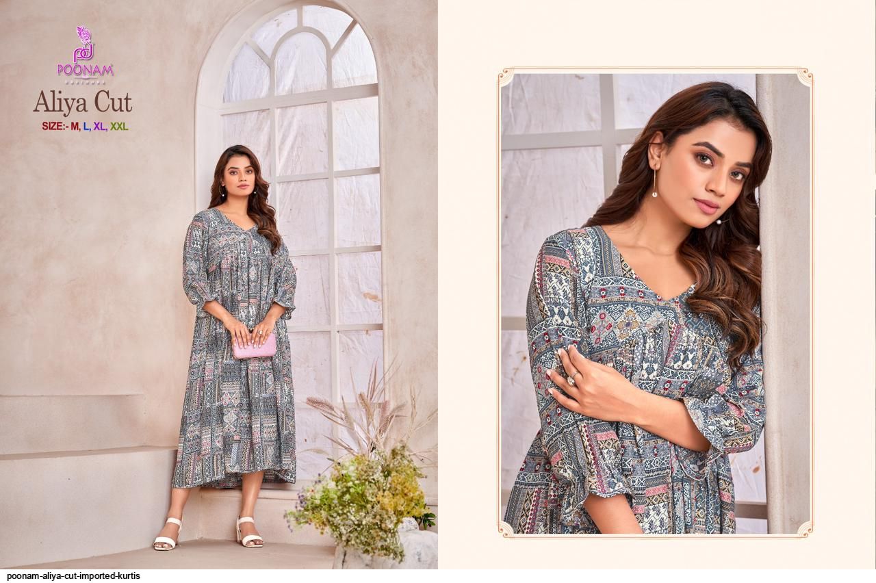 POONAM ALIYA CUT IMPORTED KURTIS Stunning catalog Rehmat Boutique