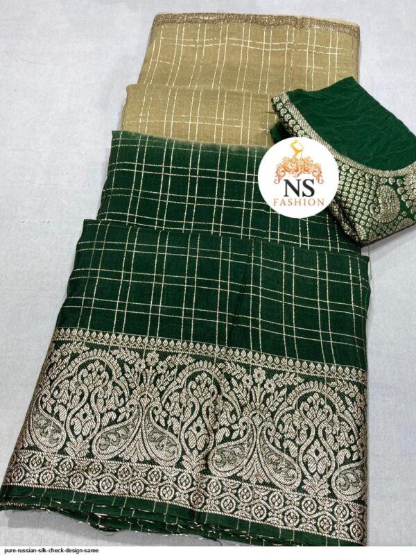 PURE RUSSIAN SILK CHECK DESIGN SAREE AMAZING CATALOGUE 2023