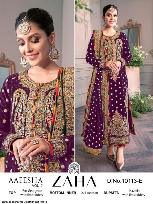 ZAHA AAEESHA VOL 2 SALWAR SUIT 10113 AMAZING CATALOGUE 2023