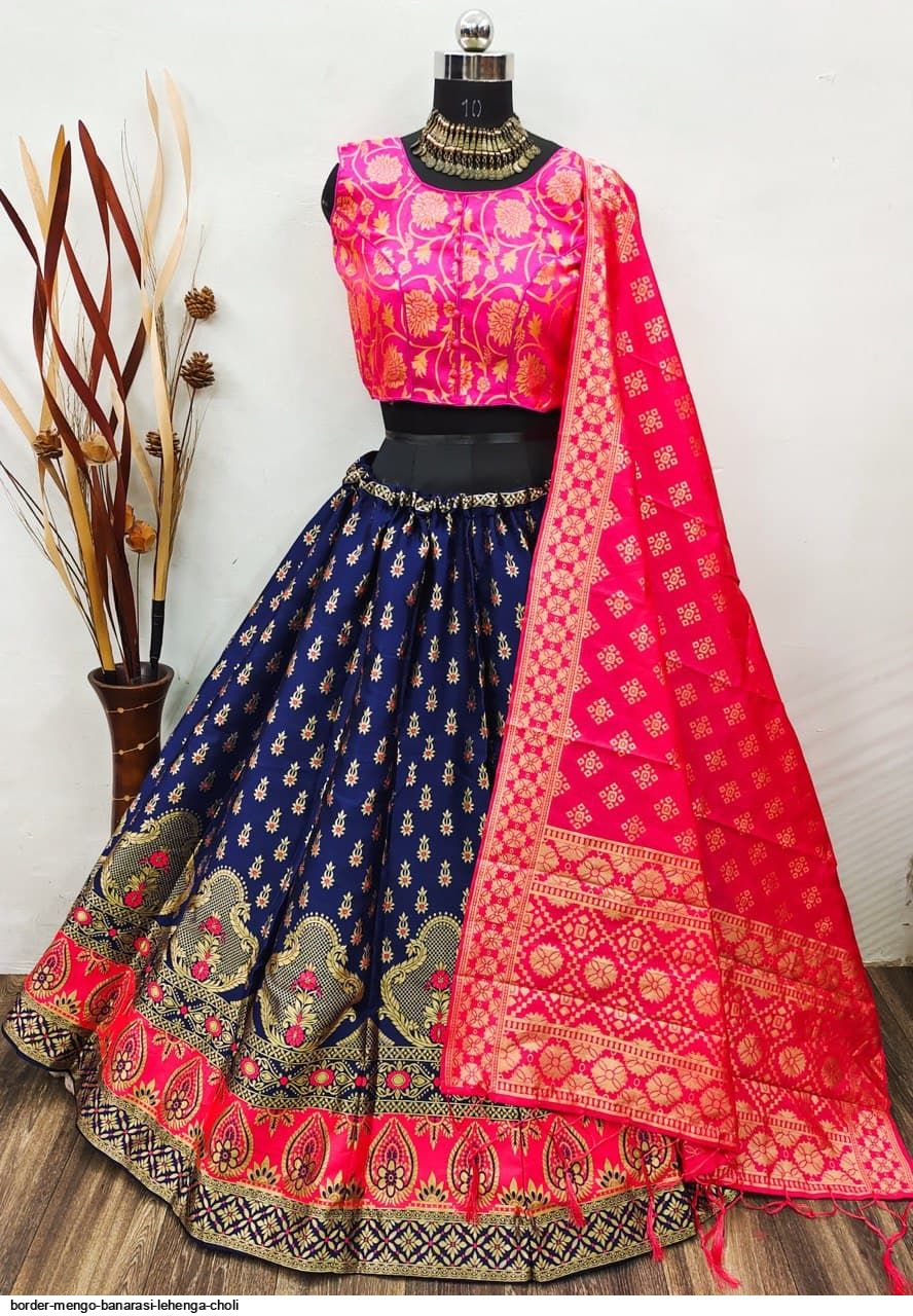 New Designer Beautiful Banarsi Lehenga With Georgette Blouse Ready to Wear  Wedding Dress Party Wear Stylish Look Black Lehenga Western Wear - Etsy