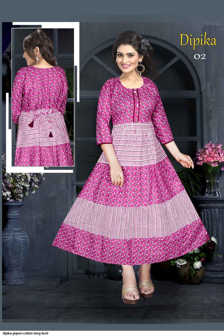 Buy Women's Cotton Jaipuri Print Long Midi Maxi Dress, Multicolour, 10XL at  Amazon.in