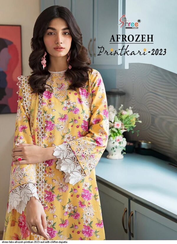 SHREE FABS AFROZEH PRINTKARI 2023 SUIT WITH CHIFFON DUPATTA AMAZING CATALOGUE 2023