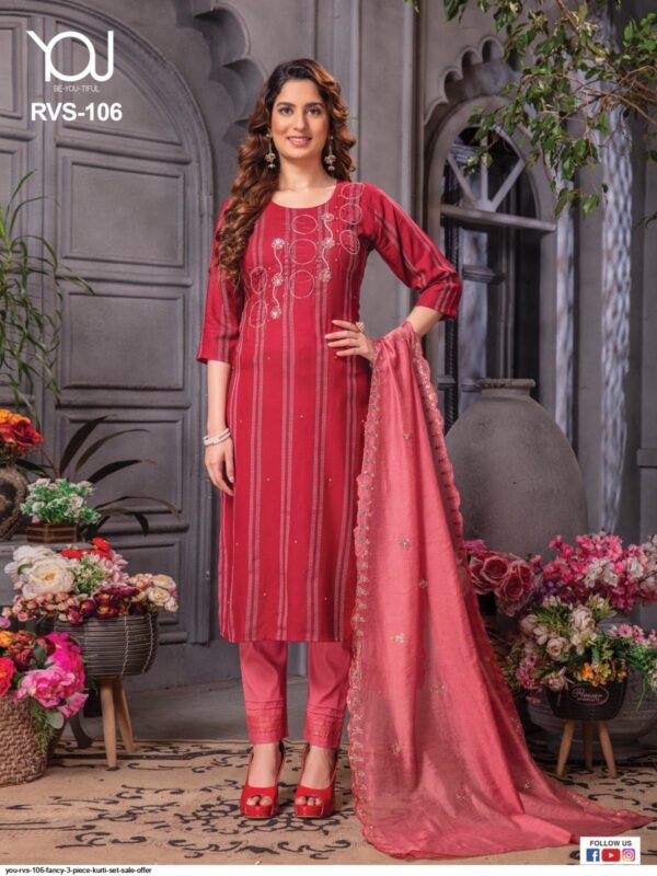 YOU RVS 106 FANCY 3 PIECE KURTI SET SALE OFFER AMAZING CATALOGUE 2023