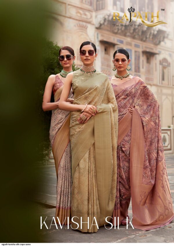 RAJPATH KAVISHA SILK CRAPE SAREE Stunning Catalog Rehmat Boutique