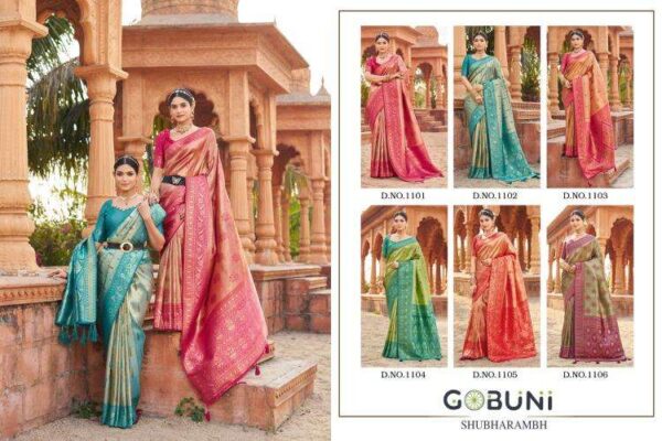 gobuni shubharambh series 1101-1106 Soft Banarasi Silk wholesale saree in surat - Image 2