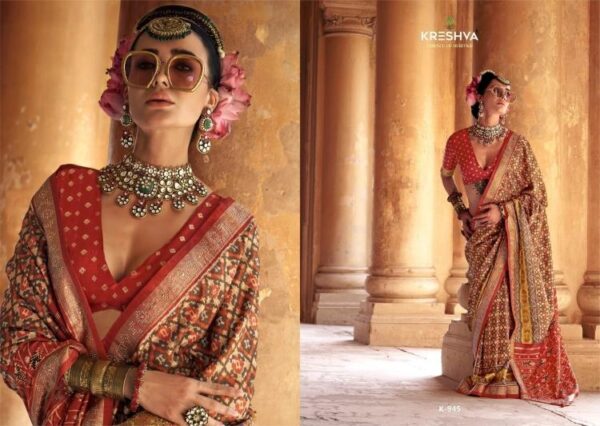 kreshva ratnamani silk series 945-950 fancy silk wholesale saree  kreshva ratnamani silk series 945-950 fancy silk wholesale saree, kreshva ratnamani silk series 945-950 fancy silk wholesale saree surat, kreshva ratnamani silk series 945-950 fancy silk wholesale saree new latest catalog, kreshva ratnamani silk series 945-950 fancy silk wholesale saree wholesale surat, kreshva ratnamani silk series 945-950 fancy silk wholesale saree single, kreshva ratnamani silk series 945-950 fancy silk wholesale saree catalog price, kreshva ratnamani silk series 945-950 fancy silk wholesale saree salwar suit, kreshva ratnamani silk series 945-950 fancy silk wholesale saree dresses, kreshva ratnamani silk series 945-950 fancy silk wholesale saree indian salwar suit, kreshva ratnamani silk series 945-950 fancy silk wholesale saree dress material kreshva ratnamani silk series 945 950 fancy silk wholesale saree 3 2025 04 24 15 43 42 
                     kreshva ratnamani silk series 945-950 fancy silk wholesale saree
                     
                     
                     
                     Specification :
                     
                        
                           
						   
								Product Date:
								24-04-2025
							
                             							
								Name:
								Kreshva Ratnamani Silk Series 945-950 Fancy Silk Wholesale Saree
							
																					
								Cname:
								 Ratnamani Silk 
							
														
								Brand:
								Kreshva
							
							
														
								Total Design:
								6 Pcs
							
														
														
								Per Piece Rate:
								INR 1295
							
														
														
								Full Catalog Rate:
								INR 7770								+ (5 % GST) + Shipping Charge
								
							
														
														
								Weight:
								6 Kg
							
																					
								Moq:
								Minimum 6 Pcs
							
														
														
														
							
							
														
								Fabric:
								
									Fancy Silk								
							
																																																								
														
														
														
								Other Details:
								Brand : Kreshva

Catalog Name : Ratnamani

Series : 945 To 950

Saree Fabric : Super P.V.Silk 8001 With Traditional Patola Design With With Stud Work With Apoxy Finish

Blouse : Super P.V.Silk 8001 With Traditional Patola Design

Rate : 1295/- +5% Gst

Occasion:  Party Wear,Festival Wear