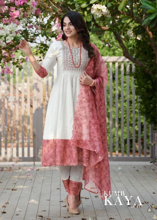 pr kumb kaya dusty series 1272-1275 heavy embroidery readymade suit   kumb kaya series 1272 1275 heavy embroidery readymade suit 2024 05 20 23 27 35 
                     pr kumb kaya dusty series 1272-1275 heavy embroidery readymade suit 
                     
                     
                     
                     Specification :
                     
                        
                           
						   
								Product Date:
								28-04-2025
							
                             							
								Name:
								Pr Kumb Kaya Dusty Series 1272-1275 Heavy Embroidery Readymade Suit 
							
																					
								Cname:
								Kaya 
							
														
								Brand:
								
							
							
														
								Total Design:
								8 Pcs
							
														
														
								Per Piece Rate:
								INR 1495
							
														
														
								Full Catalog Rate:
								INR 11960								+ (5 % GST) + Shipping Charge
								
							
														
														
								Weight:
								8 Kg
							
																					
								Moq:
								Minimum 1 Pcs
							
														
														
														
								Type:
								Readymade Suits, Anarkali Suits, Anarkali Kurti
							
														
							
							
														
								Fabric:
								
									Fancy								
							
																																																								
														
														
														
								Other Details:
								Dear Sir / Madam
It’s not about brand, it’s about style
            
Matching style and class with luxury 
          
          CATALOGUE NAME
                KUMB KAYA DUSTY

FABRIC DETAILS:-

 HEAVY SHIFFLI  STICH SUIT 

TOP- HEAVY EMBROIDERY NACK WORK WITH PURE COTTON SHIFFLEI WORK ANARKALI STYLE WITH  PANAL ORGANZA SHIFFLEI WITH DIGITAL PRINT

BOTTOM- PURE COTTON WITH  ORGANZA PAYAL SHIFFLEI WORK WITH DIGITAL PRINT

INNER- PURE COTTON

DUPATTA- ORGANZA SHIFFLEI WORK WITH DIGITAL PRINT


SIZE  :  M  L  XL   2XL 3XL
           38 40 42   44   46

* RATE ₹:- 1495*
                    GSTN EXTRA
