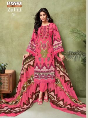 Mayur Zulfat Vol-3 series 3001-3008 Pure Cotton wholesale suit  Mayur Zulfat Vol-3 series 3001-3008 Pure Cotton wholesale suit , Mayur Zulfat Vol-3 series 3001-3008 Pure Cotton wholesale suit  surat, Mayur Zulfat Vol-3 series 3001-3008 Pure Cotton wholesale suit  new latest catalog, Mayur Zulfat Vol-3 series 3001-3008 Pure Cotton wholesale suit  wholesale surat, Mayur Zulfat Vol-3 series 3001-3008 Pure Cotton wholesale suit  single, Mayur Zulfat Vol-3 series 3001-3008 Pure Cotton wholesale suit  catalog price, Mayur Zulfat Vol-3 series 3001-3008 Pure Cotton wholesale suit  salwar suit, Mayur Zulfat Vol-3 series 3001-3008 Pure Cotton wholesale suit  dresses, Mayur Zulfat Vol-3 series 3001-3008 Pure Cotton wholesale suit  indian salwar suit, Mayur Zulfat Vol-3 series 3001-3008 Pure Cotton wholesale suit  dress material mayur zulfat vol 3 series 3001 3008 pure cotton wholesale suit 2025 04 24 15 45 15 <div class="border-box scn-detl">
                     <h1 id="cat-name">Mayur Zulfat Vol-3 series 3001-3008 Pure Cotton wholesale suit </h1>
                     <br>
                     <p></p>
                     <br>
                     <h3>Specification :</h3>
                     <div class="tab-pane active" id="tab_default_1">
                        <table class="products_details">
                           <tbody>
						   <tr>
								<td style="width: 32%;">Product Date:</td>
								<td>24-04-2025</td>
							</tr>
                             							<tr>
								<td style="width: 32%;">Name:</td>
								<td>Mayur Zulfat Vol-3 Series 3001-3008 Pure Cotton Wholesale Suit </td>
							</tr>
																					<tr>
								<td style="width: 32%;">Cname:</td>
								<td> Zulfat Vol-3 </td>
							</tr>
														<tr>
								<td style="width: 32%;">Brand:</td>
								<td>Mayur Creation</td>
							</tr>
							
														<tr>
								<td style="width: 32%;">Total Design:</td>
								<td>8 Pcs</td>
							</tr>
														
														<tr>
								<td style="width: 32%;">Per Piece Rate:</td>
								<td>INR 385</td>
							</tr>
														
														<tr>
								<td style="width: 32%;">Full Catalog Rate:</td>
								<td style="font-family: 'Hind', sans-serif;">INR 3080								+ (5 % GST) + Shipping Charge
								</td>
							</tr>
														
														<tr>
								<td style="width: 32%;">Weight:</td>
								<td>8 Kg</td>
							</tr>
																					<tr>
								<td style="width: 32%;">Moq:</td>
								<td>Minimum 8 Pcs</td>
							</tr>
														
														
														<tr>
								<td style="width: 32%;">Type:</td>
								<td>Pakistani Salwar Kameez, Printed Salwar Kameez</td>
							</tr>
														
							
							
														<tr>
								<td style="width: 32%;">Fabric:</td>
								<td>
									Pure Cotton								</td>
							</tr>
																																																								
														
														
														<tr>
								<td style="width: 32%;">Other Details:</td>
								<td><p>Catalog    Mayur Zulfat Vol-3 – Karachi Dress Material<br>
Pcs    8<br>
AVG. Price    385<br>
Full Price    3080<br>
Full Price With Gst    3234<br>
Size    Unstitched,<br>
Fabric    Pure Cotton<br>
Initial Delivery    4 – 5 Working Days<br>
Availability    Ready to Ship<br>
Other Details    <br>
Top – Pure Cotton Printed – 2.50 Mtrs<br>
Bottom – Pure Cotton Printed – 2.00 Mtrs<br>
Dupatta – Pure Cotton Printed – 2.25 Mtrs</p>
</td>
							</tr>
																												
                           </tbody>
                        </table>
                     </div>
                  </div>