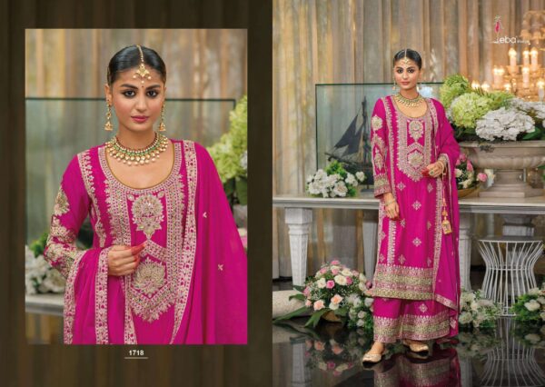 Muskat - 2 HIT DESIGN hevey Chinon with emboidery work wholesale suit - Image 2