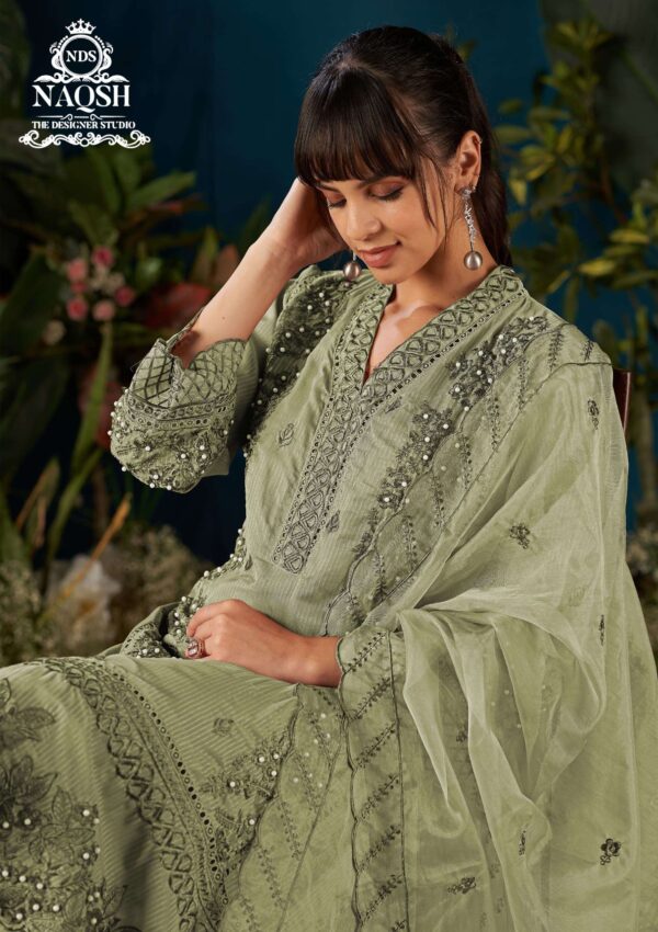 NAQSH THE DESIGNER STUDIO 15022 organza wholesale suit   naqsh the designer studio 15022 organza wholesale suit 2025 04 28 09 16 53 
                     NAQSH THE DESIGNER STUDIO 15022 organza wholesale suit
                     
                     
                     
                     Specification :
                     
                        
                           
						   
								Product Date:
								28-04-2025
							
                             							
								Name:
								Naqsh The Designer Studio 15022 Organza Wholesale Suit
							
																					
								Cname:
								Naqsh The Designer Studio 15022
							
														
								Brand:
								
							
							
														
								Total Design:
								1 Pcs
							
														
														
								Per Piece Rate:
								INR 1550
							
														
														
								Full Catalog Rate:
								INR 1550								+ (5 % GST) + Shipping Charge
								
							
														
														
								Weight:
								1 Kg
							
																					
								Moq:
								Minimum 1 Pcs
							
														
														
														
								Type:
								Single Suits
							
														
							
							
														
								Fabric:
								
									Organza								
							
																																																								
														
														
														
								Other Details:
								NEW COLLECTION                            2025
‼️ NAQSH THE DESIGNER STUDIO PRESENT‼️ 
‼️  (D.NO. NDS 15022 ) ‼️ 
      
💗 NAQSH THE DESIGNER STUDIO 💗

💞We are Introducing our LUXURY PRET FORMAL WEAR  COLLECTION To Make You Unique and Classy..

💞With Superior Quality and Affordable Price
➖➖➖➖➖
by NAQSH DESIGNER STUDIO
➖➖➖➖➖➖
🔴 Description 🔴
〰〰〰〰〰〰〰
 Designer Embroidered Tunic Cut Work & GPO with Embroidery work Sleeves paired with Designer Cigarette pants With pattern

🔴 Details🔴
〰〰〰〰〰〰〰
✨ Top:-  organza pattern Fabric 
✨ Bottom :- 100% satin Stretchabel Cotton With pattern..
✨ Duptta :- Organza with  embroidery work & cut work
✨ Inner- Dull Santoon
✨ 2 Colour 
  
       ‼️ Size Chart‼️
✨ Top XL & XXL size chest (XL42)(XXL 44)
✨ Bottom XL size (XL 36-40) ( XXL 38-42)
✨ Rate- 1550/-SINGLE

Ship Extra 

 available
        
⚡⚡⚡Colour may slightly vary due to light effect⚡⚡⚡
🌹 Book Fast Limited Stock 🌹
             
✨ DISPATCH :- READY✨