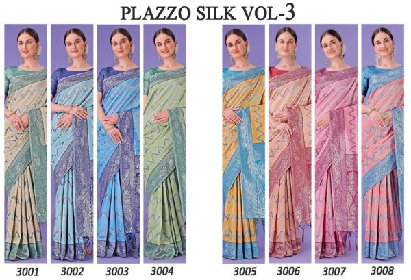 PLAZZO VOL 3 Lichi Silk wholesale saree - Image 9