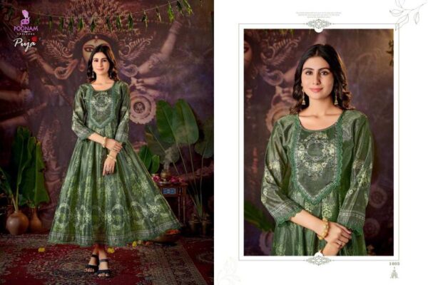 poonam designer puja SERIES 1001-1006 Natural crep wholesale kurti in surat  poonam designer puja SERIES 1001-1006 Natural crep wholesale kurti in surat , poonam designer puja SERIES 1001-1006 Natural crep wholesale kurti in surat  surat, poonam designer puja SERIES 1001-1006 Natural crep wholesale kurti in surat  new latest catalog, poonam designer puja SERIES 1001-1006 Natural crep wholesale kurti in surat  wholesale surat, poonam designer puja SERIES 1001-1006 Natural crep wholesale kurti in surat  single, poonam designer puja SERIES 1001-1006 Natural crep wholesale kurti in surat  catalog price, poonam designer puja SERIES 1001-1006 Natural crep wholesale kurti in surat  salwar suit, poonam designer puja SERIES 1001-1006 Natural crep wholesale kurti in surat  dresses, poonam designer puja SERIES 1001-1006 Natural crep wholesale kurti in surat  indian salwar suit, poonam designer puja SERIES 1001-1006 Natural crep wholesale kurti in surat  dress material poonam designer puja series 1001 1006 natural crep wholesale kurti in surat 7 2024 09 18 17 52 38 
                     poonam designer puja SERIES 1001-1006 Natural crep wholesale kurti in surat 
                     
                     
                     
                     Specification :
                     
                        
                           
						   
								Product Date:
								29-04-2025
							
                             							
								Name:
								Poonam Designer Puja Series 1001-1006 Natural Crep Wholesale Kurti In Surat 
							
																					
								Cname:
								Puja 
							
														
								Brand:
								Poonam Designer
							
							
														
								Total Design:
								6 Pcs
							
														
														
								Per Piece Rate:
								INR 750
							
														
														
								Full Catalog Rate:
								INR 4500								+ (5 % GST) + Shipping Charge
								
							
														
														
								Weight:
								6 Kg
							
																					
								Moq:
								Minimum 6 Pcs
							
														
														
														
								Type:
								Printed Kurtis, Long Kurtis, Anarkali Kurti
							
														
							
							
														
								Fabric:
								
									Natural Crape								
							
																																																								
														
														
														
								Other Details:
								POONAM DESIGNER ©️
  (Presenting new Festival’s Catloug)
                     
                       Puja

                   
Top - Frant/back full DIGITAL print 
              Natural crep Fabric with 
              Mal-mal cotton inner. 
              And premium quality 
            Designer Handwok Neck 
            with Chikan work Laice. 
                          
inner - Pure Mal-Mal cotton. 
                            
                  
Size - M,L,XL,XXL,3XL,4XL,5XL

Dispaching start Tomorrow. 

₹ 750/-