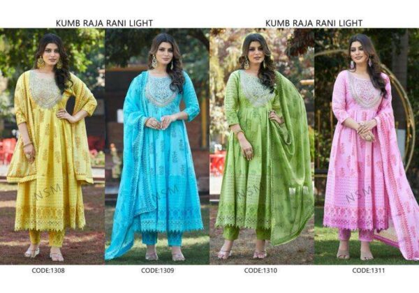 pr kumb raja rani light series 1308-1311 cotton wholesale salwar kameez in surat - Image 6