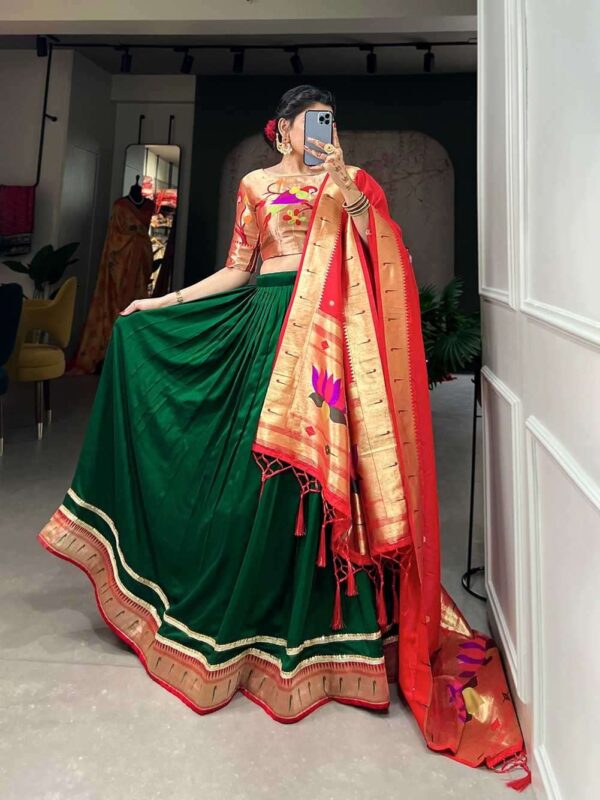 PR LNB2016 Vichitra Silk Beautiful Stitched Lehenga with Unstitched Blouse & Dupatta - Wholesale Lehenga in Surat  PR LNB2016 Vichitra Silk Beautiful Stitched Lehenga with Unstitched Blouse & Dupatta - Wholesale Lehenga in Surat, PR LNB2016 Vichitra Silk Beautiful Stitched Lehenga with Unstitched Blouse & Dupatta - Wholesale Lehenga in Surat surat, PR LNB2016 Vichitra Silk Beautiful Stitched Lehenga with Unstitched Blouse & Dupatta - Wholesale Lehenga in Surat new latest catalog, PR LNB2016 Vichitra Silk Beautiful Stitched Lehenga with Unstitched Blouse & Dupatta - Wholesale Lehenga in Surat wholesale surat, PR LNB2016 Vichitra Silk Beautiful Stitched Lehenga with Unstitched Blouse & Dupatta - Wholesale Lehenga in Surat single, PR LNB2016 Vichitra Silk Beautiful Stitched Lehenga with Unstitched Blouse & Dupatta - Wholesale Lehenga in Surat catalog price, PR LNB2016 Vichitra Silk Beautiful Stitched Lehenga with Unstitched Blouse & Dupatta - Wholesale Lehenga in Surat salwar suit, PR LNB2016 Vichitra Silk Beautiful Stitched Lehenga with Unstitched Blouse & Dupatta - Wholesale Lehenga in Surat dresses, PR LNB2016 Vichitra Silk Beautiful Stitched Lehenga with Unstitched Blouse & Dupatta - Wholesale Lehenga in Surat indian salwar suit, PR LNB2016 Vichitra Silk Beautiful Stitched Lehenga with Unstitched Blouse & Dupatta - Wholesale Lehenga in Surat dress material pr lnb2016 beautiful stitch lehenga with unstitch blouse dupatta 2 2024 03 06 22 22 45 
                     PR LNB2016 Vichitra Silk Beautiful Stitched Lehenga with Unstitched Blouse & Dupatta - Wholesale Lehenga in Surat
                     
                     
                     
                     Specification :
                     
                        
                           
						   
								Product Date:
								30-04-2025
							
                             							
								Name:
								Pr Lnb2016 Vichitra Silk Beautiful Stitched Lehenga With Unstitched Blouse & Dupatta - Wholesale Lehenga In Surat
							
																					
								Cname:
								Pr Lnb2016 
							
														
								Brand:
								P R Clothing
							
							
														
								Total Design:
								1 Pcs
							
														
														
								Per Piece Rate:
								INR 1800
							
														
														
								Full Catalog Rate:
								INR 1800								+ (5 % GST) + Shipping Charge
								
							
														
														
								Weight:
								1 Kg
							
																					
								Moq:
								Minimum 1 Pcs
							
														
														
														
								Type:
								Designer Lehnga
							
														
							
							
														
								Fabric:
								
									Vichitra Silk								
							
																																																								
														
														
														
								Other Details:
								🌷Lehenga choli🌷

Wearing a Paithani lehenga is not just donning attire; it's a celebration of artistry, a tribute to the cultural opulence woven into each thread.

LNB2016GRN

Lehenga(Stitched)
Lehenga Fabric : Vichitra Silk 
Lehenga Work : Plain with Paithni lace border 
Lehenga Waist : SUPPORTED UP TO 42
Lehenga Stitching : Stitch with Canvas 
Lehenga closer: Drawstring with Zip
Length : 41
Flair : 4 Meter 
Inner : Micro Cotton

Blouse(Unstitched)
Blouse Fabric : Jacquard silk (Paithni)
Blouse Work : Zari Weaving Work
Blouse Length : 1 Meter

Dupatta
Dupatta Fabric : Jacquard silk (Paithni)
Dupatta Work :  Zari Weaving Work with Tassels
Dupatta Length : 2.5 mtr

Package contain : Lehenga, Blouse, Dupatta, Drawstring with Zip

Weight : 1.200 kg

Price : 1800/-