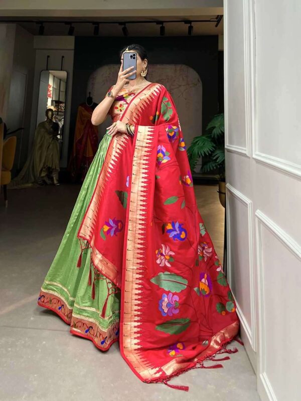 PR LNB2016 Vichitra Silk Beautiful Stitched Lehenga with Unstitched Blouse & Dupatta - Wholesale Lehenga in Surat  PR LNB2016 Vichitra Silk Beautiful Stitched Lehenga with Unstitched Blouse & Dupatta - Wholesale Lehenga in Surat, PR LNB2016 Vichitra Silk Beautiful Stitched Lehenga with Unstitched Blouse & Dupatta - Wholesale Lehenga in Surat surat, PR LNB2016 Vichitra Silk Beautiful Stitched Lehenga with Unstitched Blouse & Dupatta - Wholesale Lehenga in Surat new latest catalog, PR LNB2016 Vichitra Silk Beautiful Stitched Lehenga with Unstitched Blouse & Dupatta - Wholesale Lehenga in Surat wholesale surat, PR LNB2016 Vichitra Silk Beautiful Stitched Lehenga with Unstitched Blouse & Dupatta - Wholesale Lehenga in Surat single, PR LNB2016 Vichitra Silk Beautiful Stitched Lehenga with Unstitched Blouse & Dupatta - Wholesale Lehenga in Surat catalog price, PR LNB2016 Vichitra Silk Beautiful Stitched Lehenga with Unstitched Blouse & Dupatta - Wholesale Lehenga in Surat salwar suit, PR LNB2016 Vichitra Silk Beautiful Stitched Lehenga with Unstitched Blouse & Dupatta - Wholesale Lehenga in Surat dresses, PR LNB2016 Vichitra Silk Beautiful Stitched Lehenga with Unstitched Blouse & Dupatta - Wholesale Lehenga in Surat indian salwar suit, PR LNB2016 Vichitra Silk Beautiful Stitched Lehenga with Unstitched Blouse & Dupatta - Wholesale Lehenga in Surat dress material pr lnb2016 beautiful stitch lehenga with unstitch blouse dupatta 3 2024 03 06 22 22 45 
                     PR LNB2016 Vichitra Silk Beautiful Stitched Lehenga with Unstitched Blouse & Dupatta - Wholesale Lehenga in Surat
                     
                     
                     
                     Specification :
                     
                        
                           
						   
								Product Date:
								30-04-2025
							
                             							
								Name:
								Pr Lnb2016 Vichitra Silk Beautiful Stitched Lehenga With Unstitched Blouse & Dupatta - Wholesale Lehenga In Surat
							
																					
								Cname:
								Pr Lnb2016 
							
														
								Brand:
								P R Clothing
							
							
														
								Total Design:
								1 Pcs
							
														
														
								Per Piece Rate:
								INR 1800
							
														
														
								Full Catalog Rate:
								INR 1800								+ (5 % GST) + Shipping Charge
								
							
														
														
								Weight:
								1 Kg
							
																					
								Moq:
								Minimum 1 Pcs
							
														
														
														
								Type:
								Designer Lehnga
							
														
							
							
														
								Fabric:
								
									Vichitra Silk								
							
																																																								
														
														
														
								Other Details:
								🌷Lehenga choli🌷

Wearing a Paithani lehenga is not just donning attire; it's a celebration of artistry, a tribute to the cultural opulence woven into each thread.

LNB2016GRN

Lehenga(Stitched)
Lehenga Fabric : Vichitra Silk 
Lehenga Work : Plain with Paithni lace border 
Lehenga Waist : SUPPORTED UP TO 42
Lehenga Stitching : Stitch with Canvas 
Lehenga closer: Drawstring with Zip
Length : 41
Flair : 4 Meter 
Inner : Micro Cotton

Blouse(Unstitched)
Blouse Fabric : Jacquard silk (Paithni)
Blouse Work : Zari Weaving Work
Blouse Length : 1 Meter

Dupatta
Dupatta Fabric : Jacquard silk (Paithni)
Dupatta Work :  Zari Weaving Work with Tassels
Dupatta Length : 2.5 mtr

Package contain : Lehenga, Blouse, Dupatta, Drawstring with Zip

Weight : 1.200 kg

Price : 1800/-