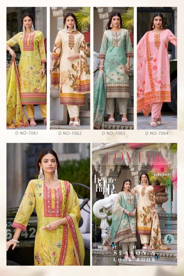 rangoon lovely series 7061-7064 cotton chiffly work wholesale suit - Image 2