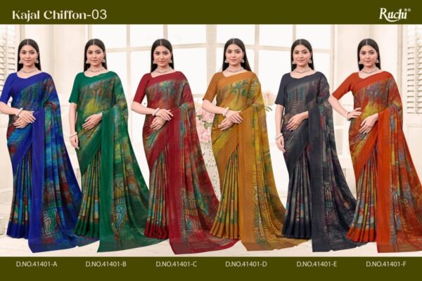 ruchi kajal chiffon vol 3 series 41401 Black Magic chiffon wholesale saree - Image 3