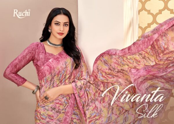 RUCHI VIVANTA SILK VOL-40 Silk Crepe wholesale saree   ruchi vivanta silk vol 40 silk crepe wholesale saree 2025 04 25 16 36 18 
                     RUCHI VIVANTA SILK VOL-40 Silk Crepe wholesale saree
                     
                     
                     
                     Specification :
                     
                        
                           
						   
								Product Date:
								25-04-2025
							
                             							
								Name:
								Ruchi Vivanta Silk Vol-40 Silk Crepe Wholesale Saree
							
																					
								Cname:
								Vivanta Silk Vol-40
							
														
								Brand:
								Ruchi
							
							
														
								Total Design:
								12 Pcs
							
														
														
								Per Piece Rate:
								INR 606
							
														
														
								Full Catalog Rate:
								INR 7272								+ (5 % GST) + Shipping Charge
								
							
														
														
								Weight:
								12 Kg
							
																					
								Moq:
								Minimum 1 Pcs
							
														
														
														
								Type:
								Single Sarees
							
														
							
							
														
								Fabric:
								
									Crape Silk								
							
																																																								
														
														
														
								Other Details:
								Hello,
BRAND NAME - RUCHI SAREES 
CATALOG NAME – VIVANTA SILK VOL-40
SERIES – 38501A TO 38506B
Pcs. - 12.
Fabric - Silk Crepe.
⁠RATE – 606/- PER PCS 
GST 5% EXTRA

BOOK YOUR ORDER NOW