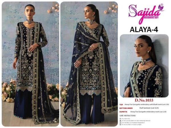 sajida designer alaya vol 4 series 1033-1035 FOX GEORGETTE wholesale suit - Image 3