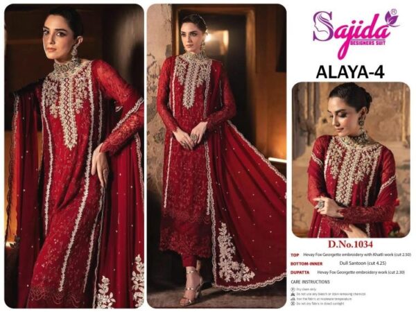 sajida designer alaya vol 4 series 1033-1035 FOX GEORGETTE wholesale suit - Image 5