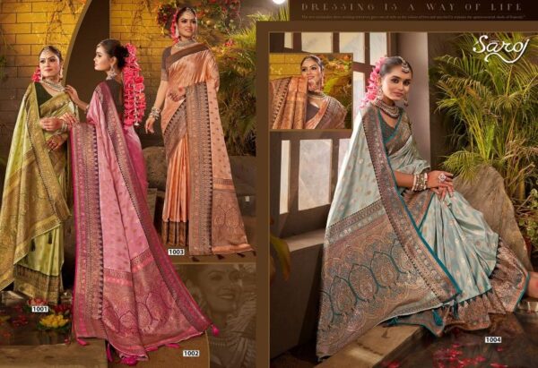 Saroj Begum Sattin swaroski vol-4 series 1001-1004 Soft satin silk wholesale saree - Image 2